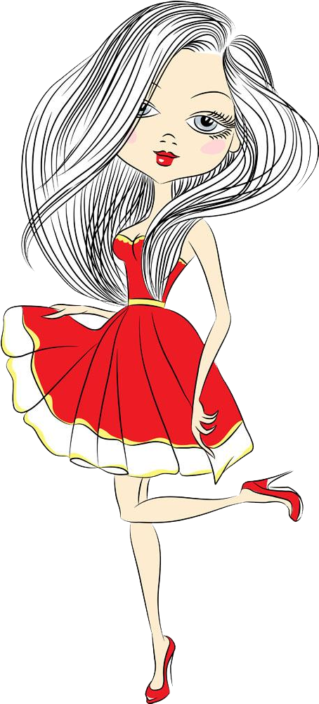 Elegance Clip Art Hand Painted Silver Hair - Eiffel Tower Cartoon & Girl (1000x1000), Png Download