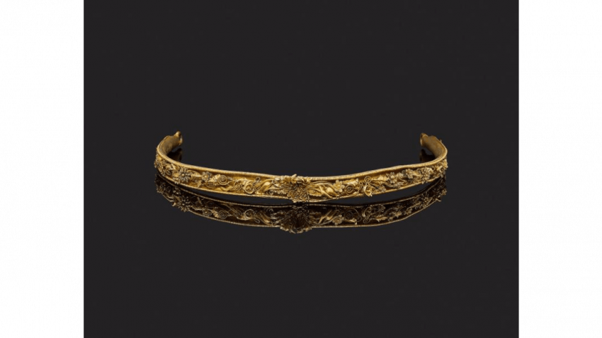Tiara Gold Decorated Filigree Iiird Century Bc J - Bangle (850x477), Png Download