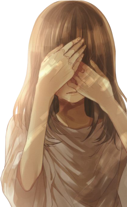 Anime Covering - Crying And Covering Face (501x739), Png Download