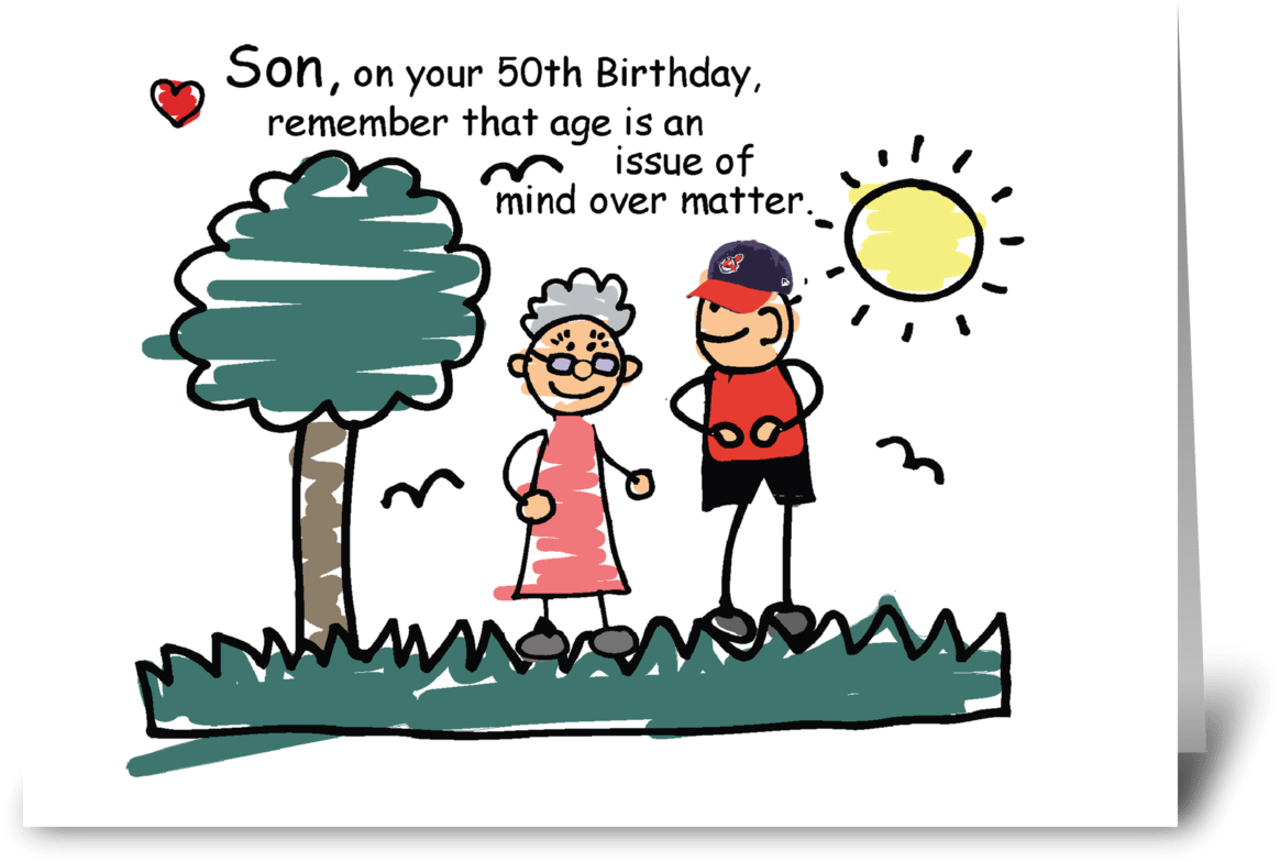 Son 50th Birthday Humorous Stick Figures - Happy Birthday To Son Humor (1272x1047), Png Download