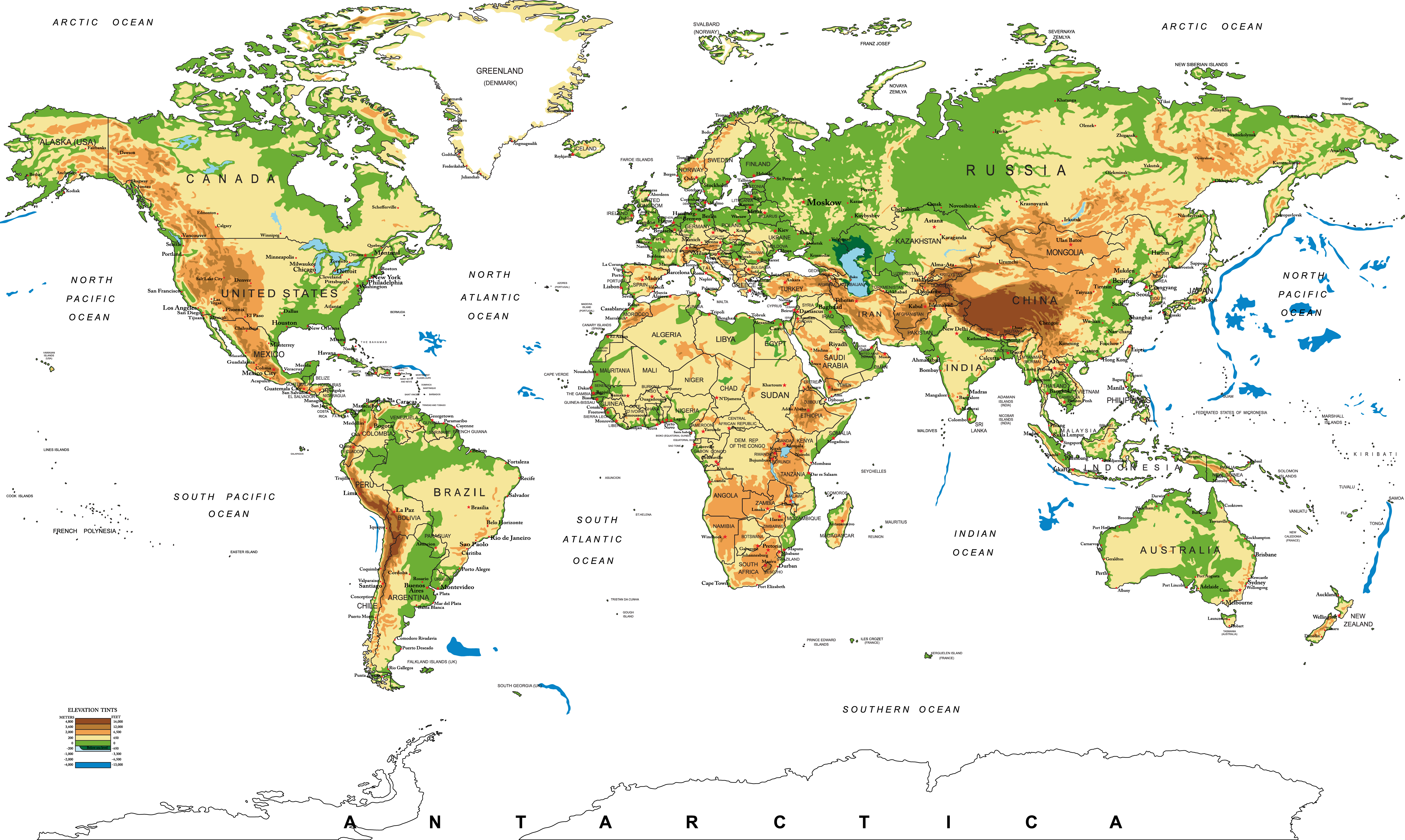 Hd World Map - خريطة العالم بدقة عالية (5136x3072), Png Download