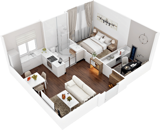 3d Floor Plan Png (800x533), Png Download