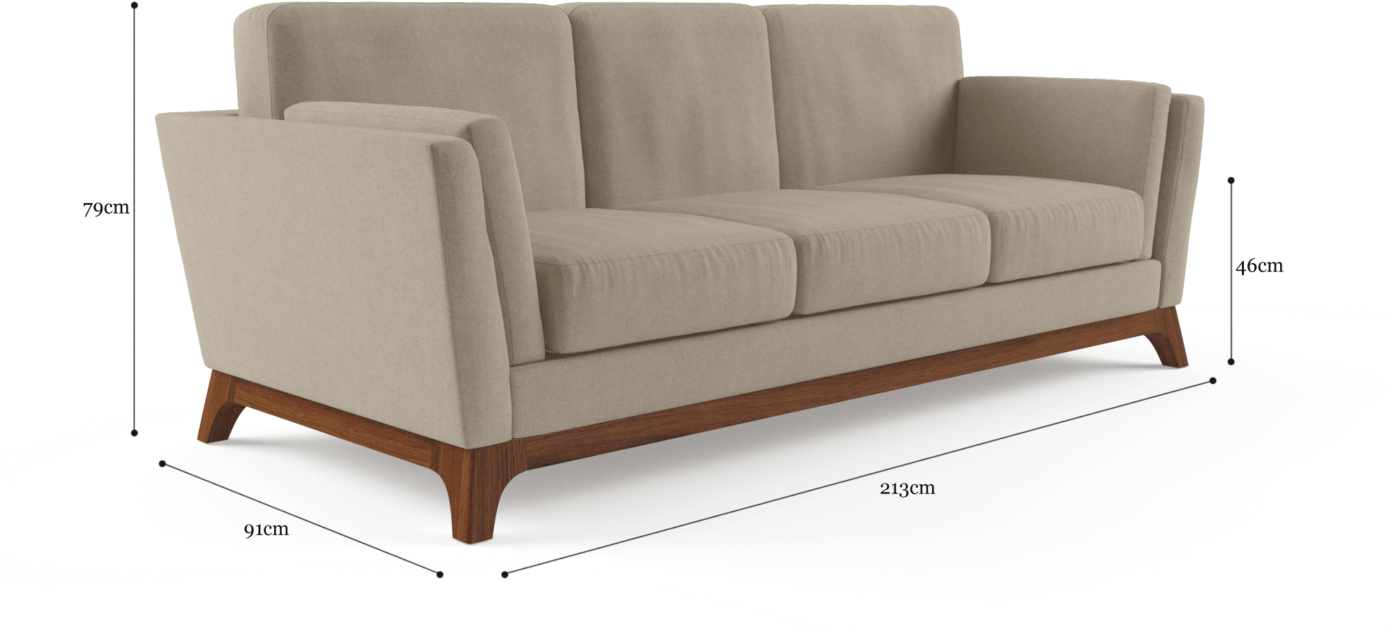 John 3 Seater Sofa - Studio Couch (2000x1036), Png Download