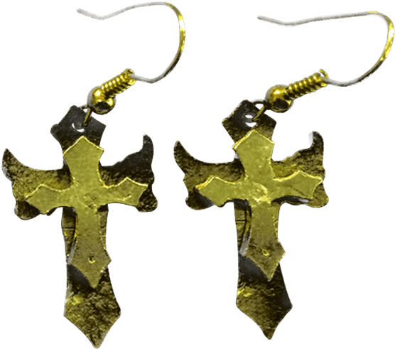 Green Angel Wing Cross Earrings - Earrings (555x555), Png Download