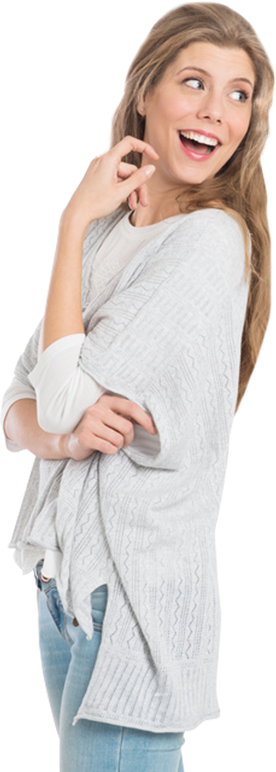 Happywoman - Woman Looking Back Surprised (1008x2704), Png Download