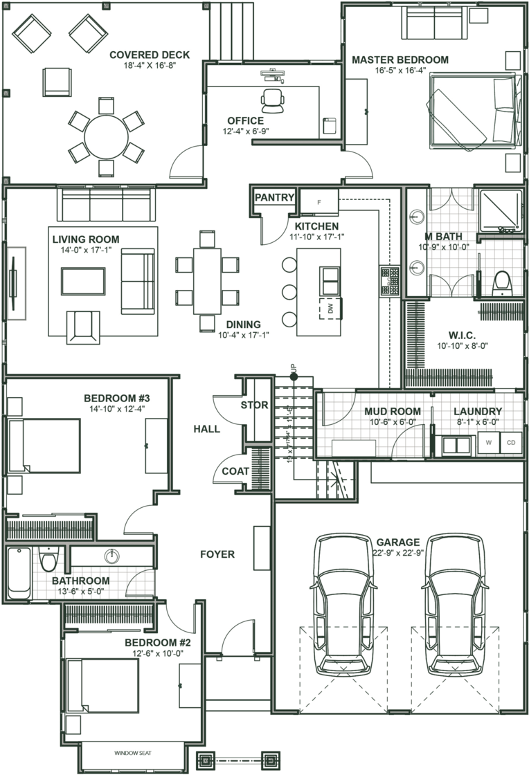 Main Level Floorplan - Floor Plan (1000x1133), Png Download
