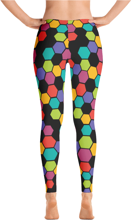 Tyfe Black And Color Hexagon Leggings - Leggings (1000x1000), Png Download