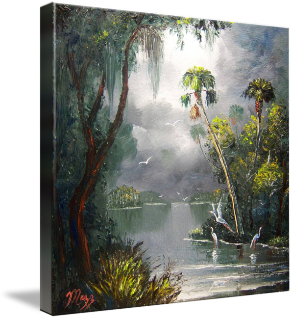 "old Florida River" By Mazz Original Paintings - Old Florida Art (598x650), Png Download