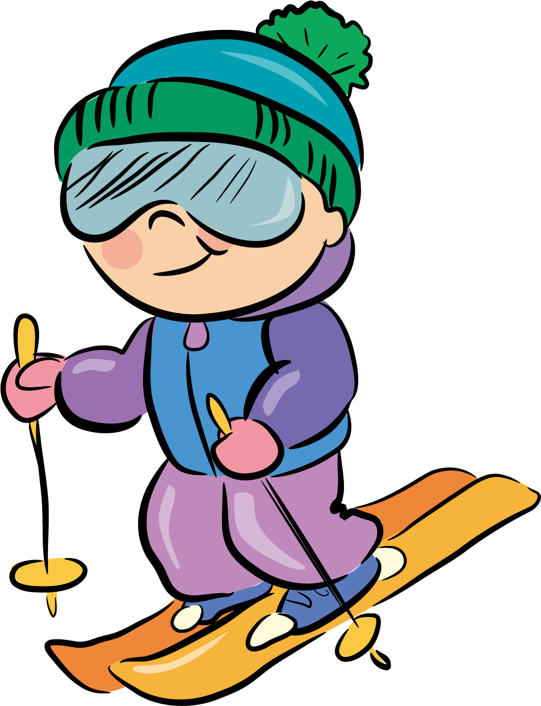 Cartoon Transprent Png Free Download - Skiing Cartoon (1500x1501), Png Download