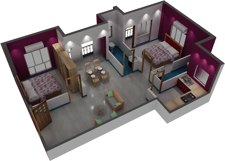 Flat-b - Floor Plan (1024x666), Png Download