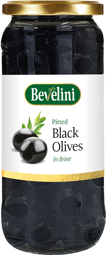 Bevelini Black Pitted Olives 340g - Olive (861x950), Png Download