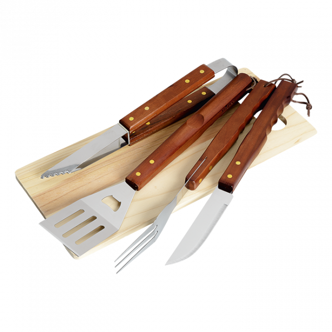 4 Piece Braai And Cutting Board Set Wood Std - Cold Weapon (650x650), Png Download