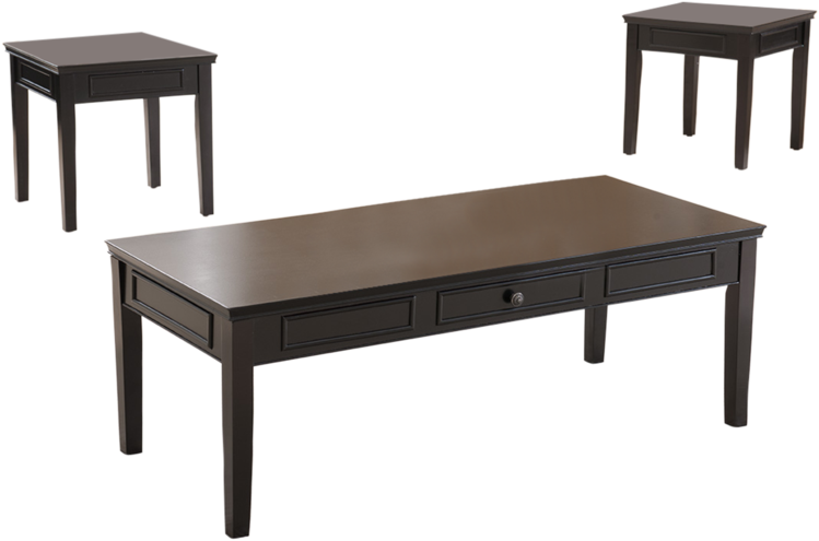 3 Piece Black Finish Wood Coffee Table - Производственный Стол С Мраморной Столешницей (800x544), Png Download