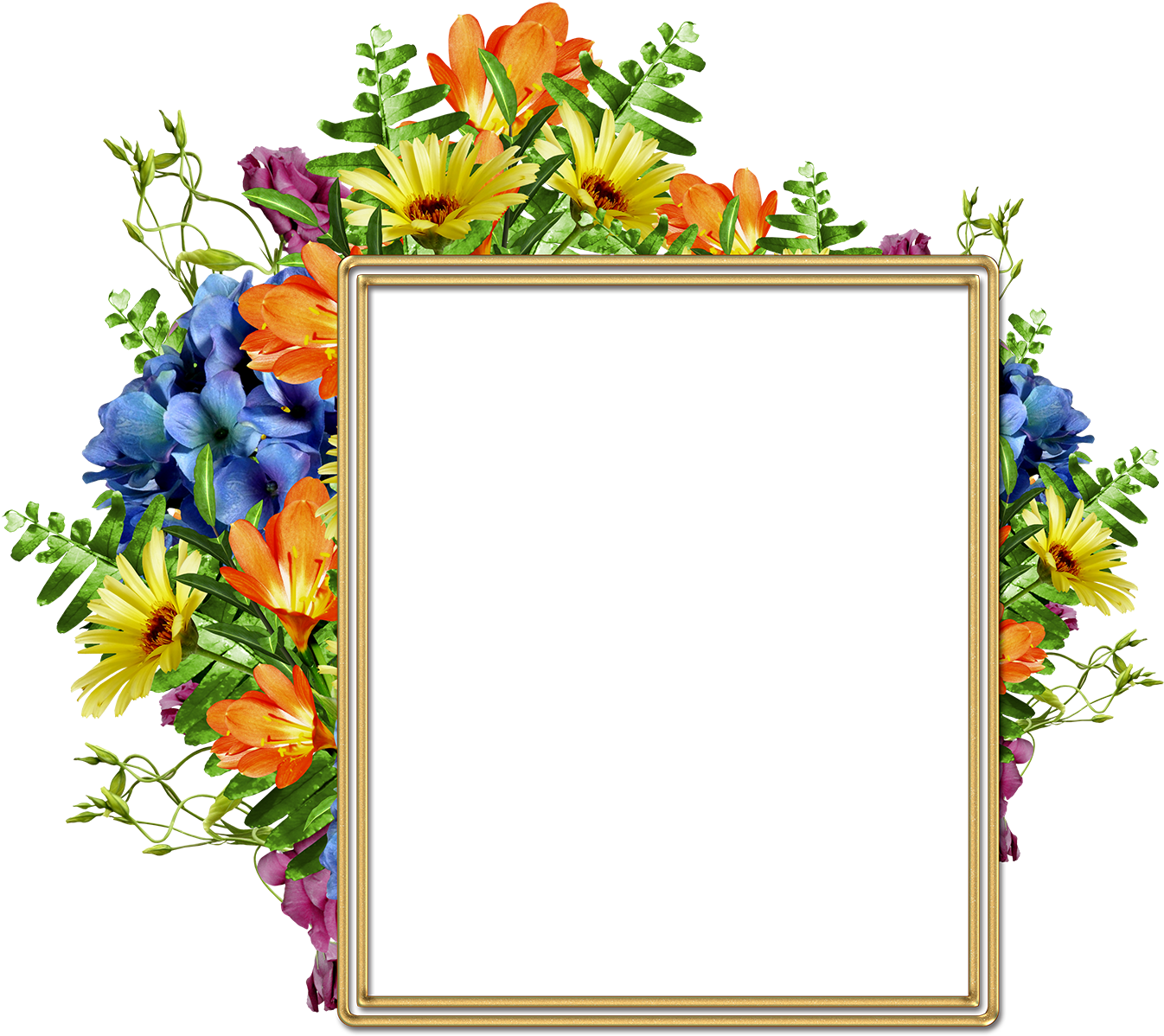 Lindo Marco Para Fotos Con Diversas Flores Bonitas - Flores Png Diversas (1600x1231), Png Download