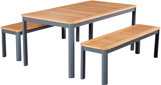 Aura 3 Piece Dining Setting Aur3pl - Marquee 3 Piece Timber Bench Setting (719x466), Png Download
