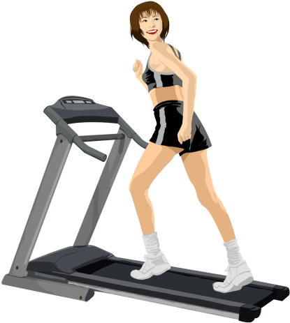 Girl Runs On Treadmill - Fitness Equipment (480x695), Png Download