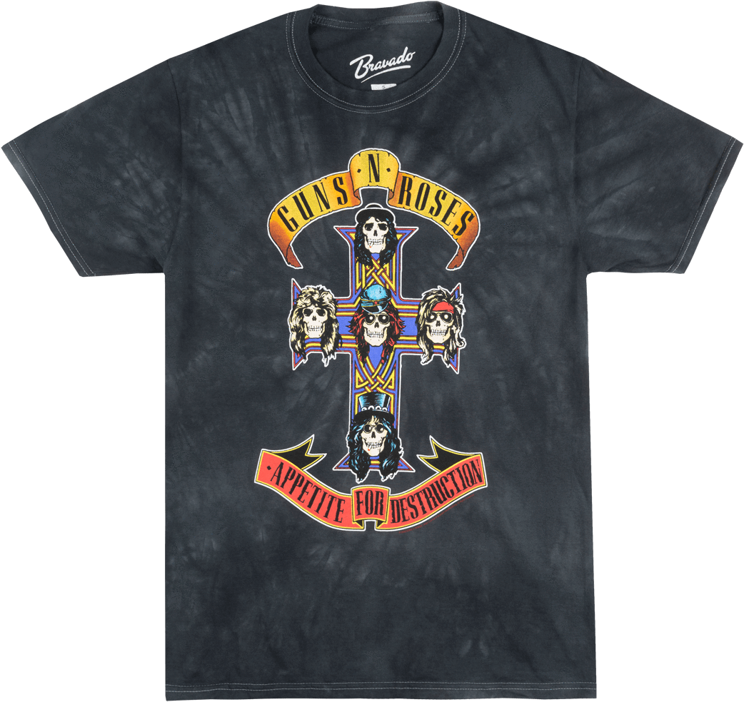 Guns N Roses Appetite For Destruction T-shirt Tie Dye - Guns N Roses Cross Shirt (1076x1000), Png Download
