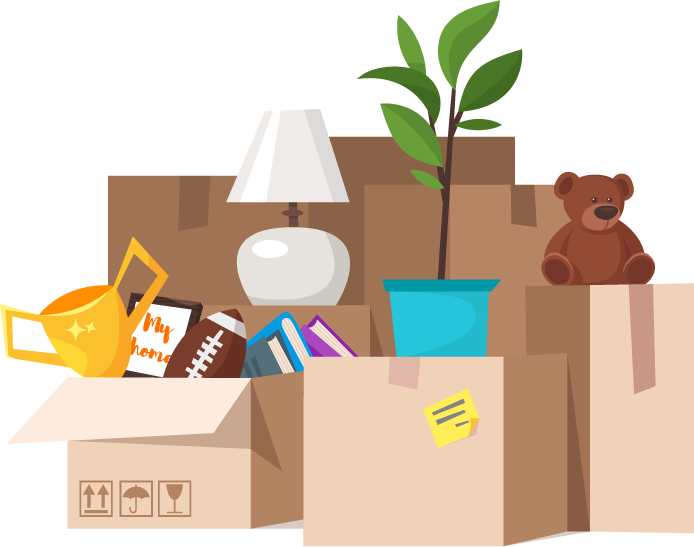 Let's Get Moving - House Things In Cartoon (694x547), Png Download