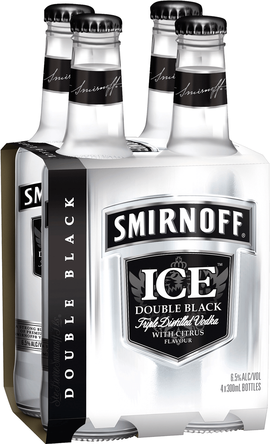 Smirnoff Ice Double Black Bottles 300ml - Smirnoff Ice 4 Pack (1600x2000), Png Download
