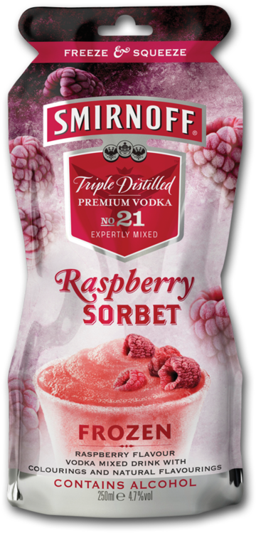 Smirnoff Frozenpouch Raspberry 250ml - Smirnoff Raspberry Sorbet Pouch (800x800), Png Download