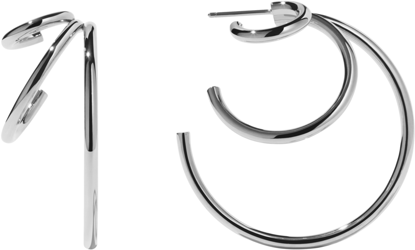 Triple Hoop Earrings - Earrings (1024x1024), Png Download