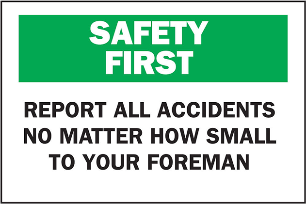Brady First Aid Sign Safety First Report All Accidents - Circle (800x800), Png Download
