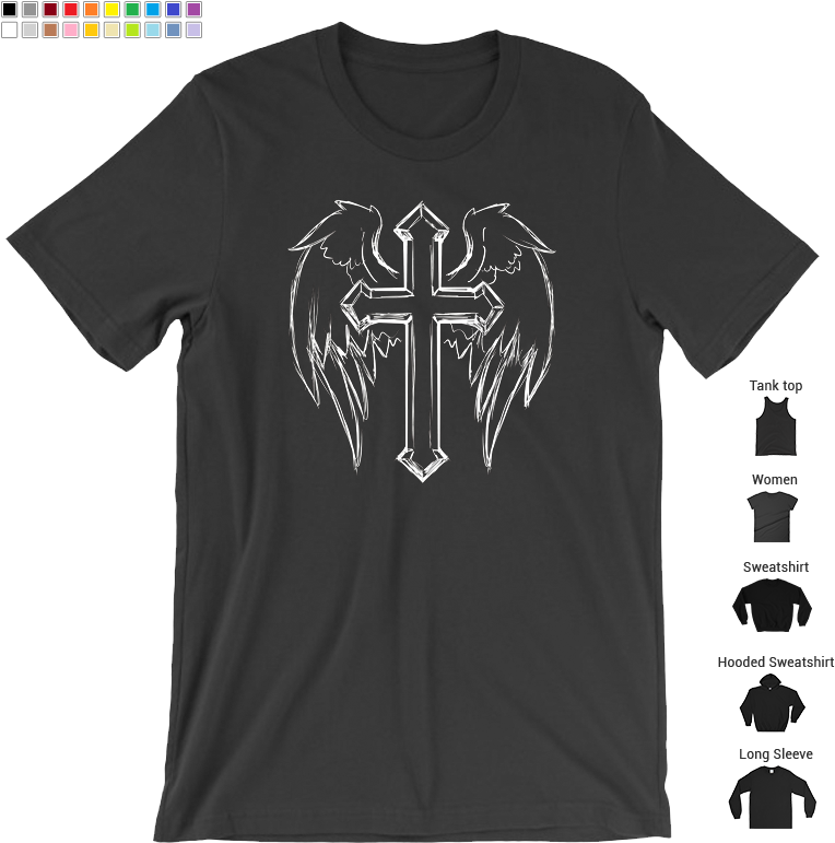Holy Cross With Angel Wings Christian Religious Shirt - T-shirt (820x820), Png Download