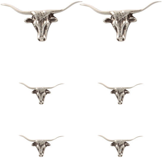 Pinto Ranch Longhorn Silver Cufflinks And Stud Set - Texas Longhorn (544x800), Png Download