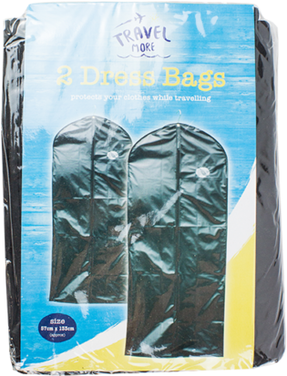 2 X Black Pack Bag Dress Clothes Bags Travel Protector - Bag (640x496), Png Download