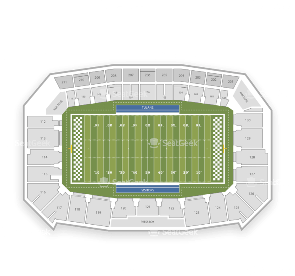 Yulman Stadium Seating Chart & Map Seatgeek - Soccer-specific Stadium (1000x1000), Png Download