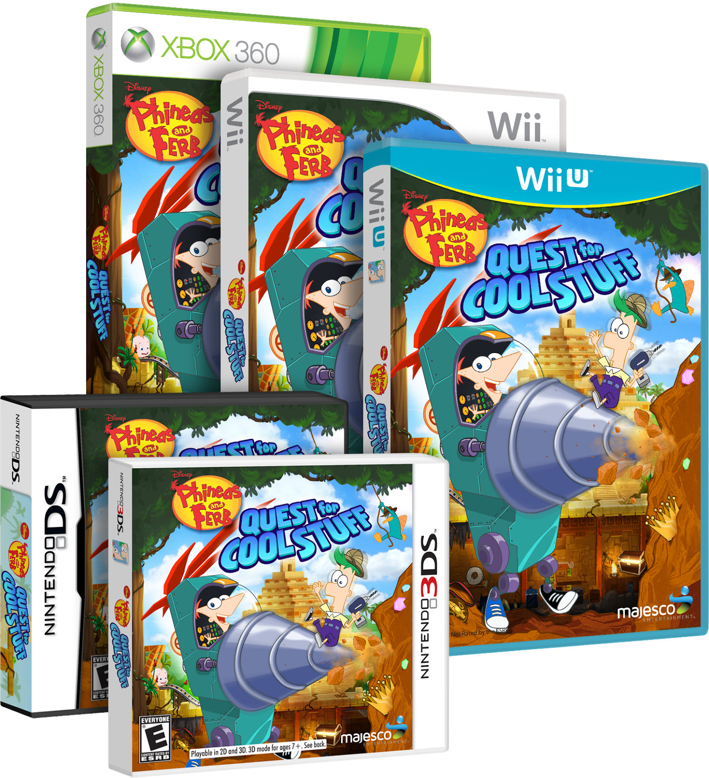 You Can Get The Game On All Game Devices Pictured Below - Phineas And Ferb Quest For Cool Stuff Wii (1457x1600), Png Download
