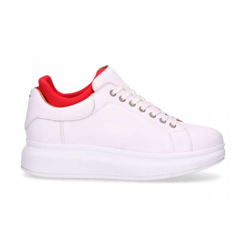White Lace Up Sneaker Smooth Leather With Neoprene - Skate Shoe (840x840), Png Download
