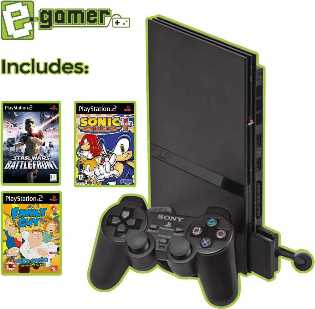 Playstation 2 Slimeline With 3 Games - Playstation 2 Slimline (1060x1060), Png Download