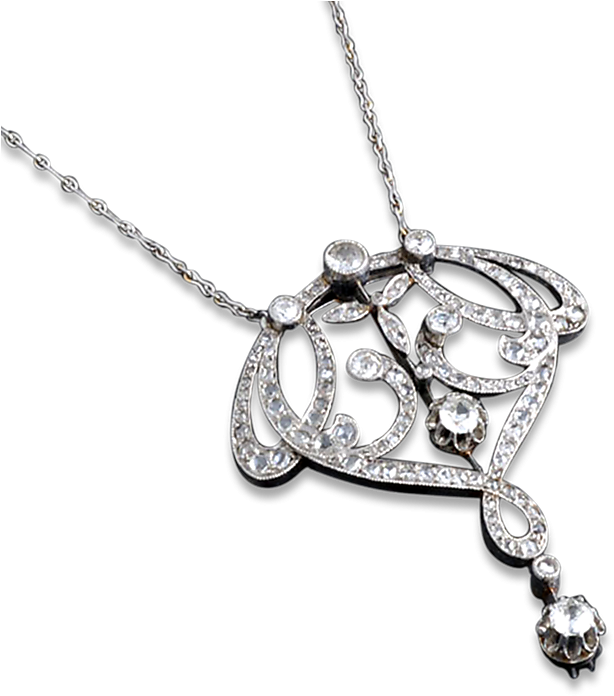 Edwardian Diamond Necklace, - Locket (800x800), Png Download