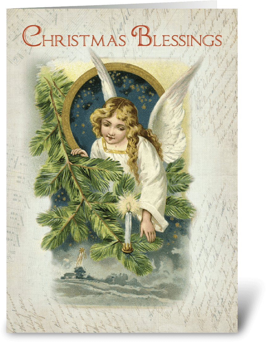 Vintage Religious Christmas Angel - Christmas Angels Old Postcards (1050x1188), Png Download