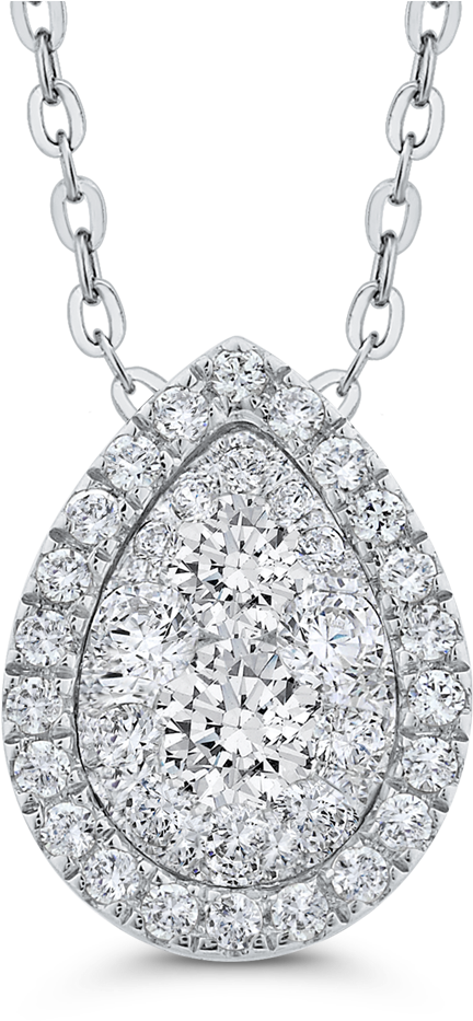 Lupea0019 42w - Diamond Pear Necklace Halo (1000x1000), Png Download