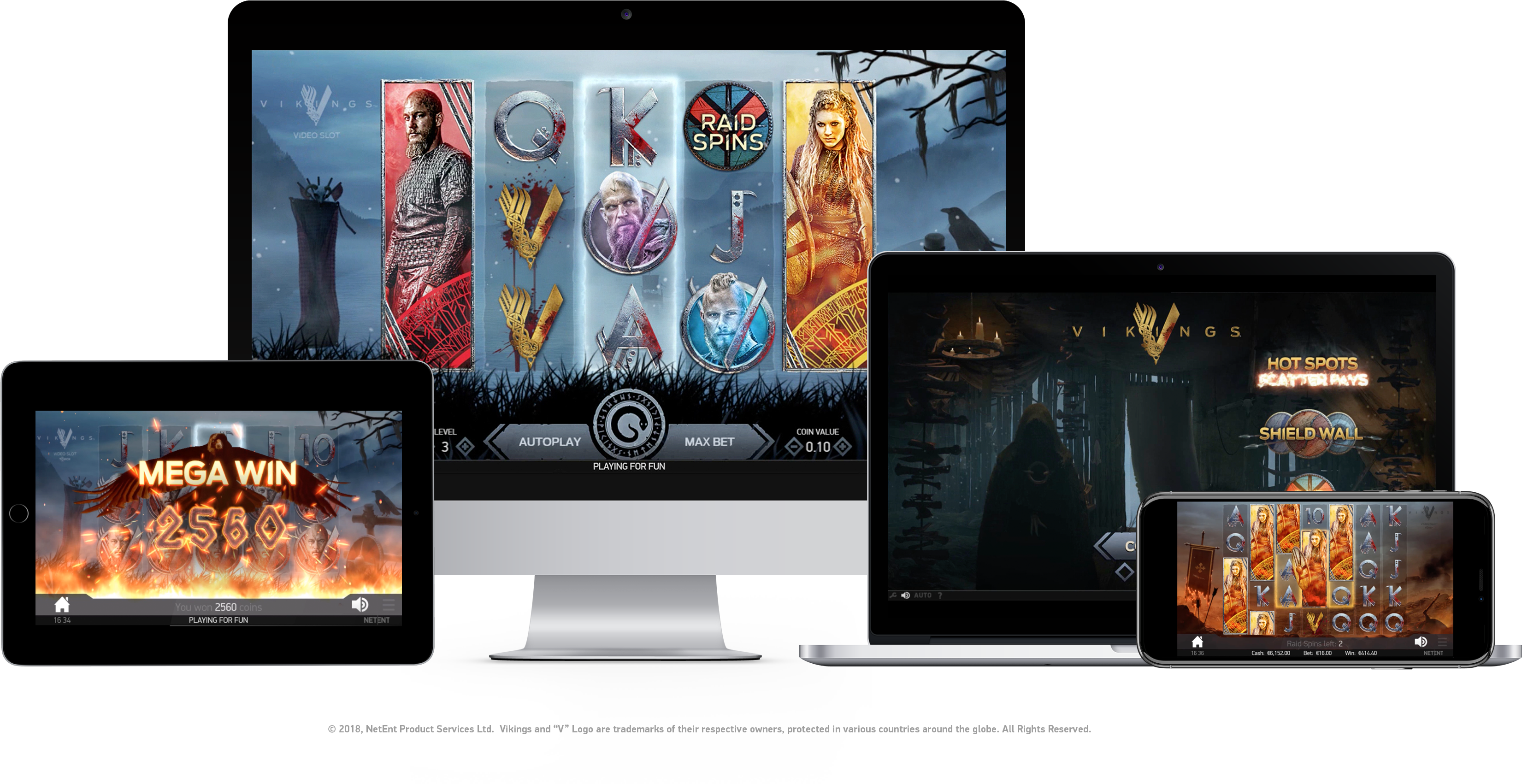 02 Vikings All-devices - Slot Machine (3629x2037), Png Download