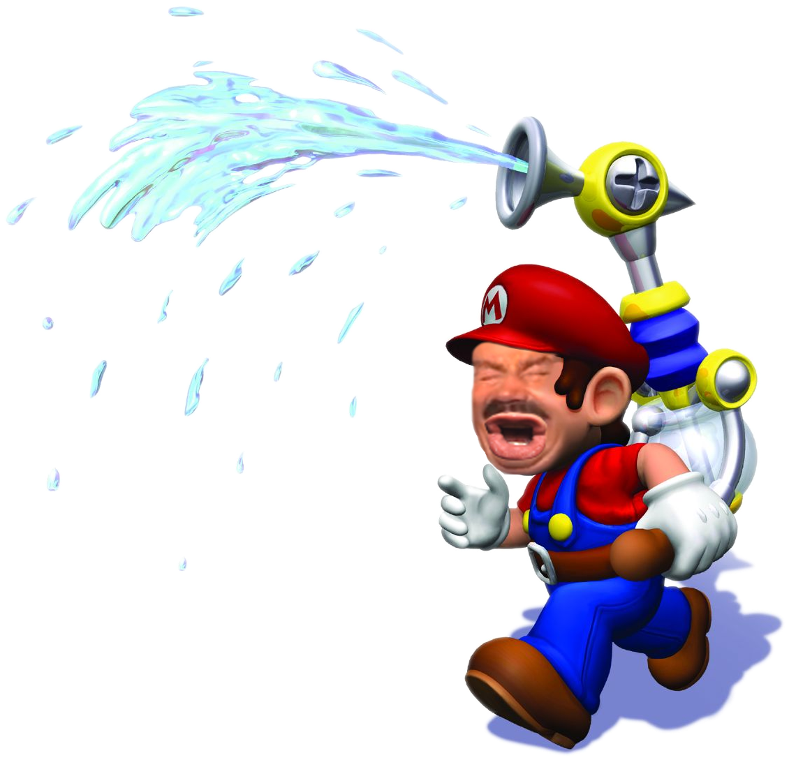 Sticker Super Mario Sunshine Eussou Fludd Flood Eau - Mario (1480x1110), Png Download