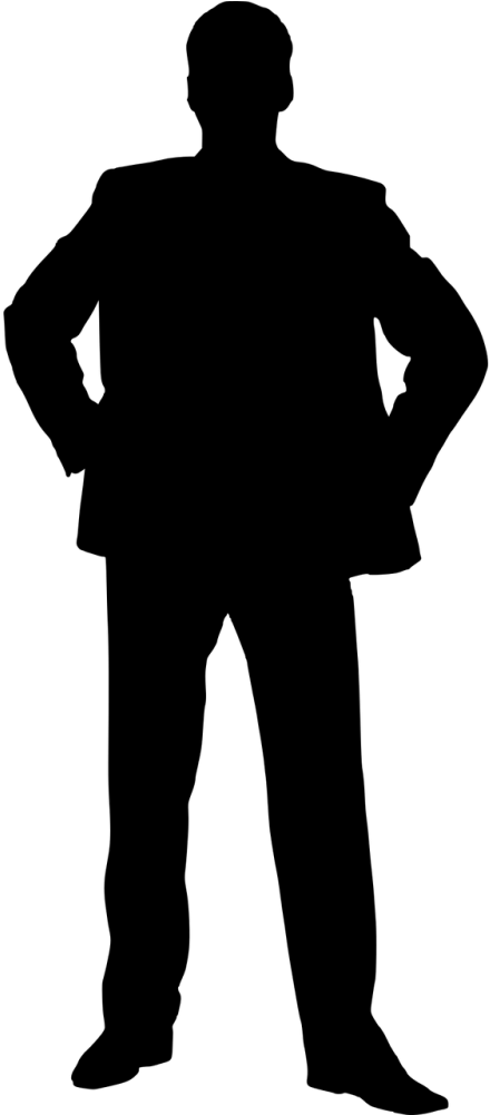 Silhouette,business Man - Standing Man Confidently Silhouette (500x1000), Png Download
