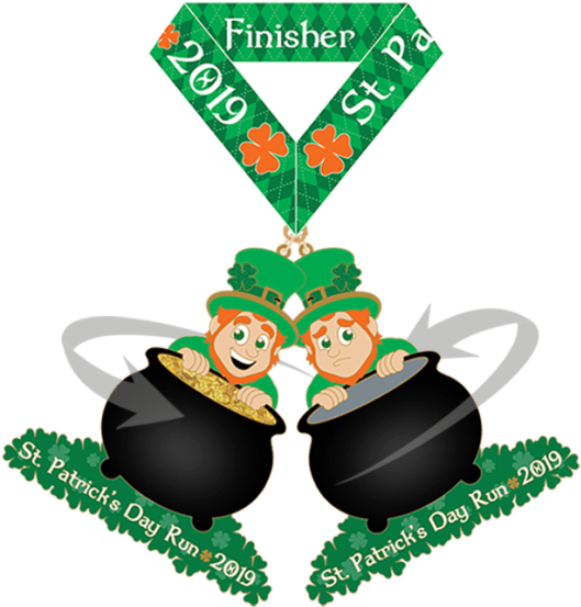 Two Sided Leprechaun And Pot Of Gold Medallion - Illustration (600x600), Png Download