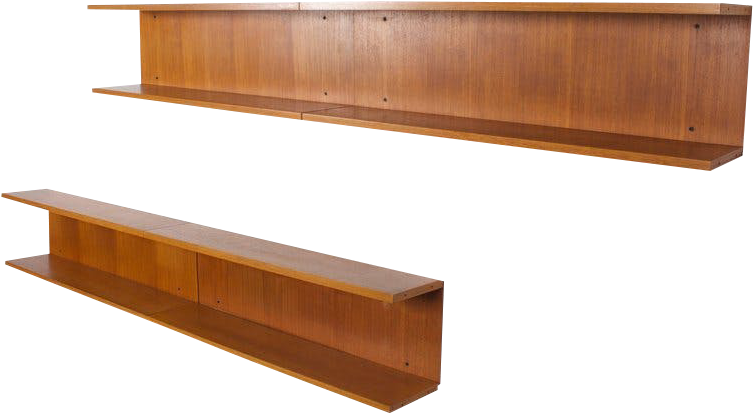 Teak Wall Shelves By Gunther Renkel For Rego Set Of - Plywood (836x836), Png Download