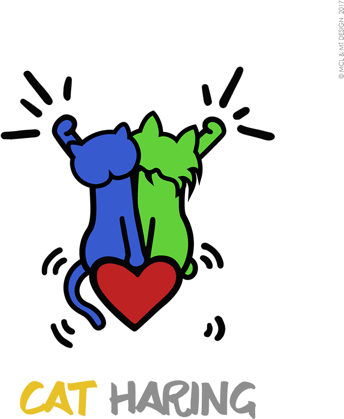 Elias & Salomè Alias Cat Haring - Keith Haring Love (900x900), Png Download