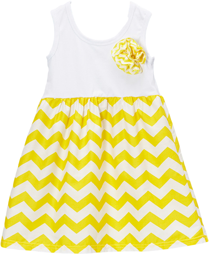 Yellow Chevron Pinwheel Dress - Casual Frock Designs For Girl Babies (1000x993), Png Download