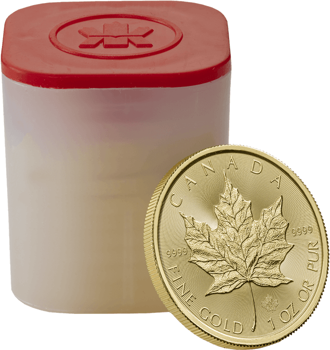 Canadian Maple Leaf 2017 1 Oz Gold Ten Coin Tube - Coin (696x696), Png Download