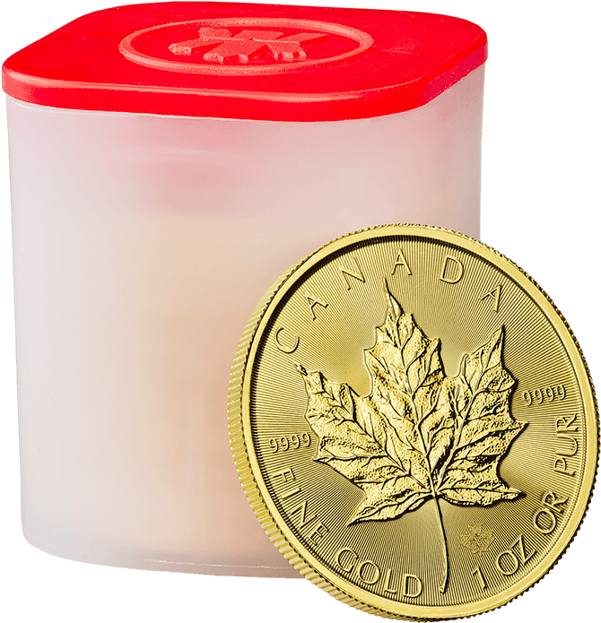 Canadian Maple Leaf 2018 1 Oz Gold Ten Coin Tube - Coin (696x696), Png Download