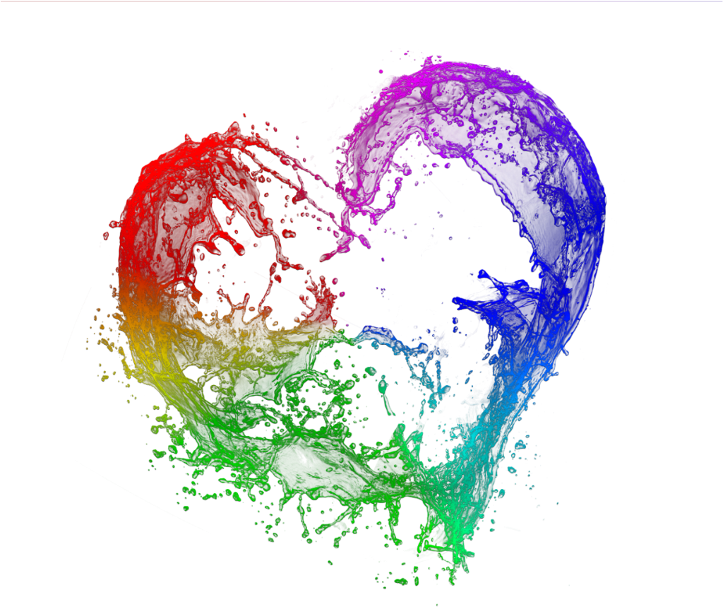 Heart Color Rainbow Love Cute Liquid Splash - Heart (1024x920), Png Download