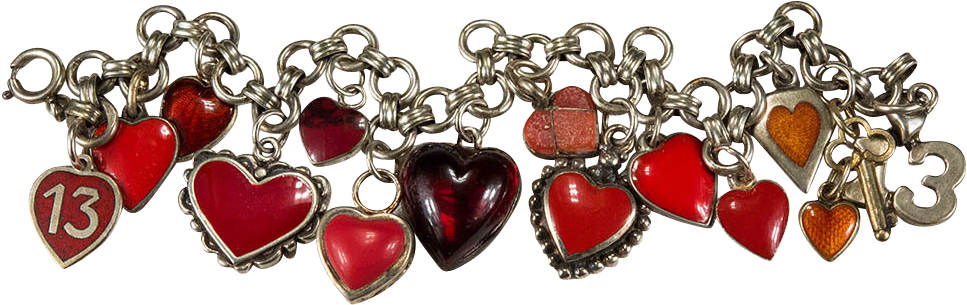 Rare Red Heart Charm Bracelet Sterling Silver Guilloche - Earrings (966x966), Png Download