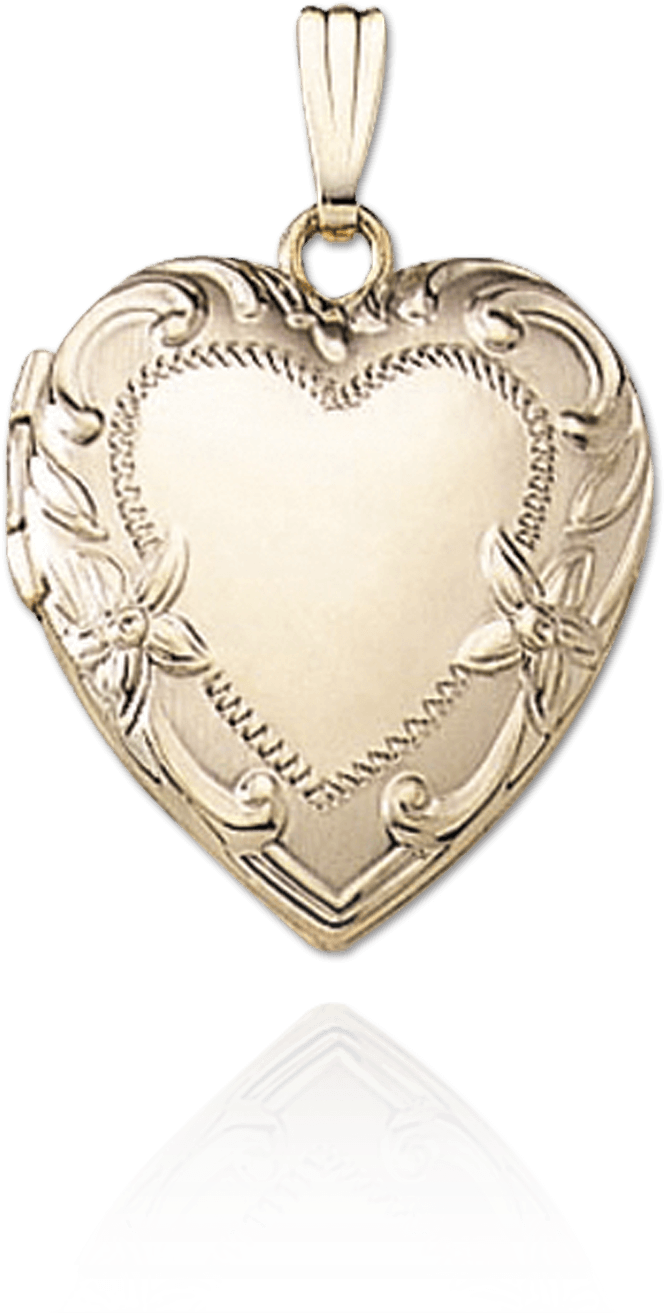 Heart Locket With Embossed Flower Design - Locket (1500x1500), Png Download