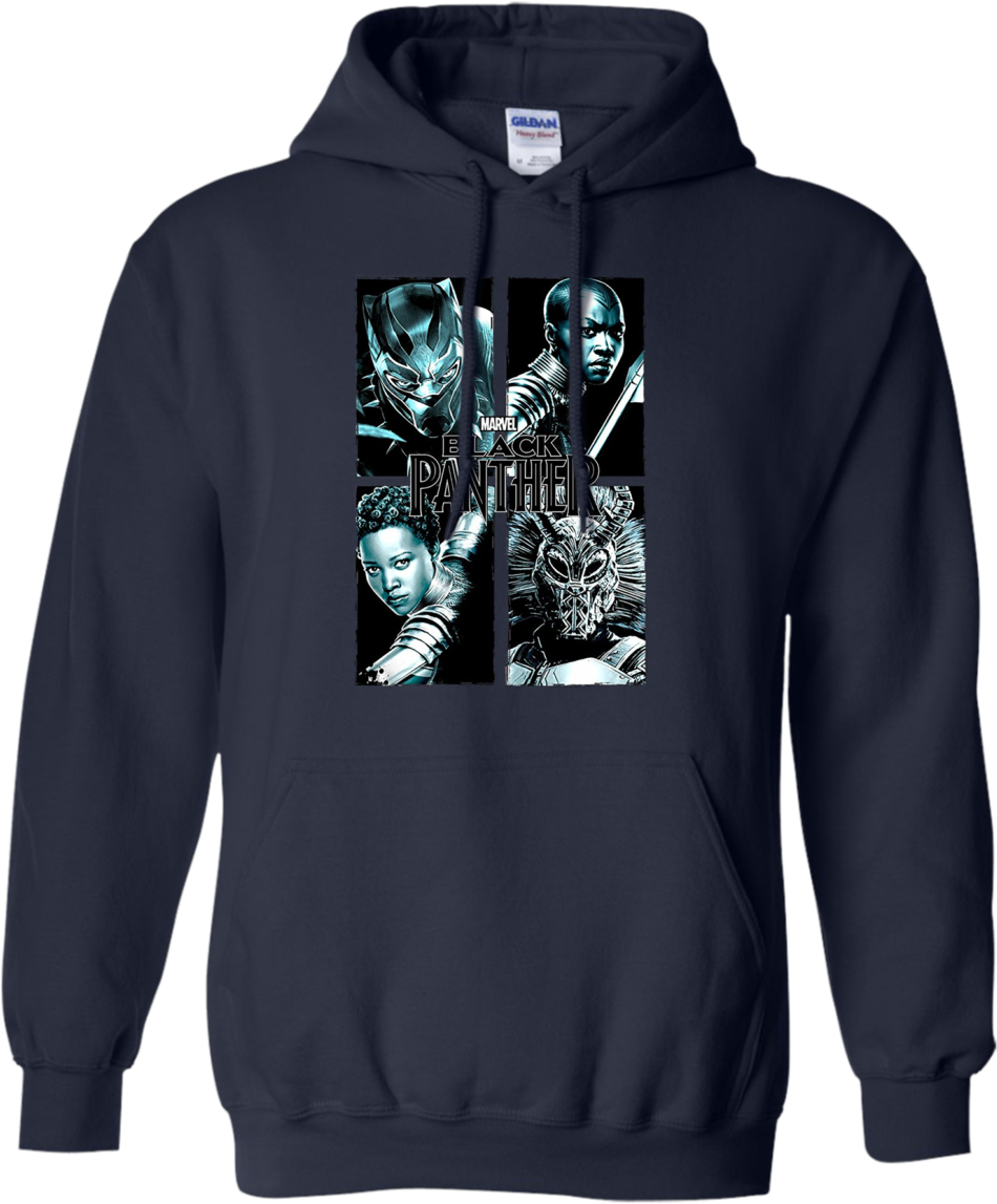 Marvel Black Panther Movie Grunge Warriors T-shirt - Adidas Fortnite Hoodie (1155x1155), Png Download