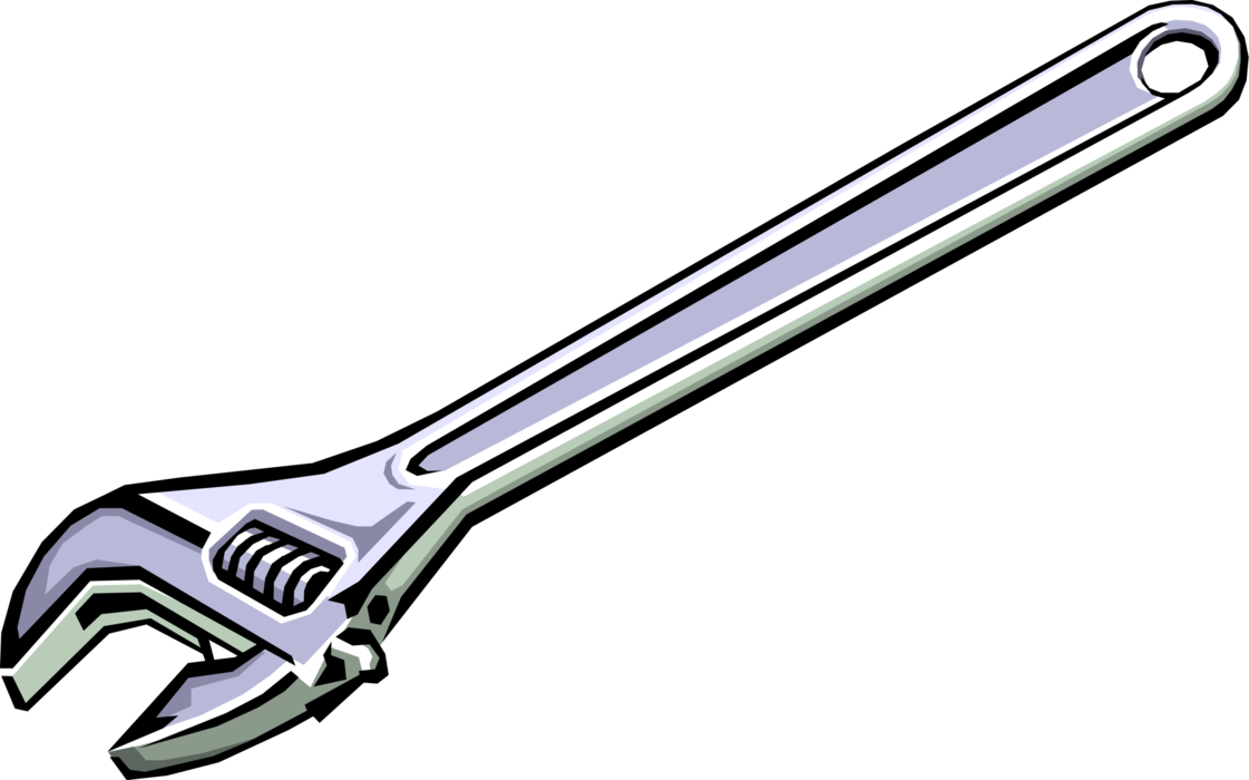 Vector Illustration Of Adjustable Wrench Or Spanner - Chave De Boca Vetor Png (1121x700), Png Download